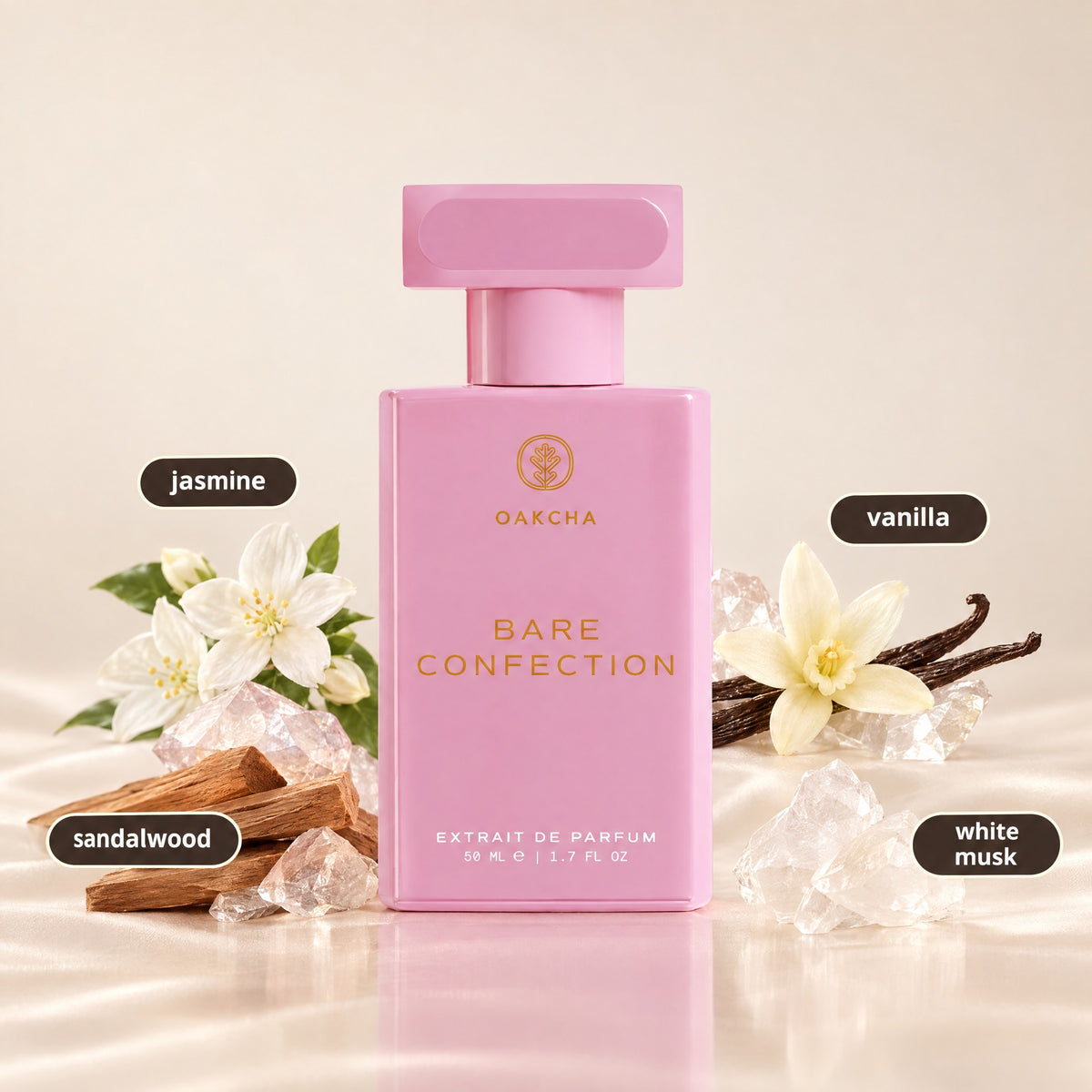 Bare Confection bottle with notes