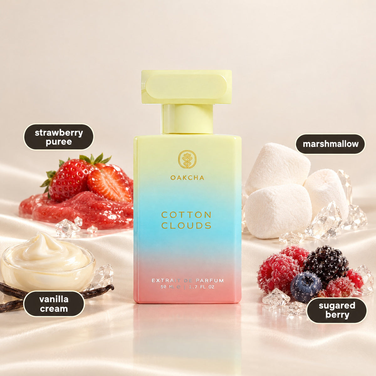 Cotton Clouds bottle with notes
