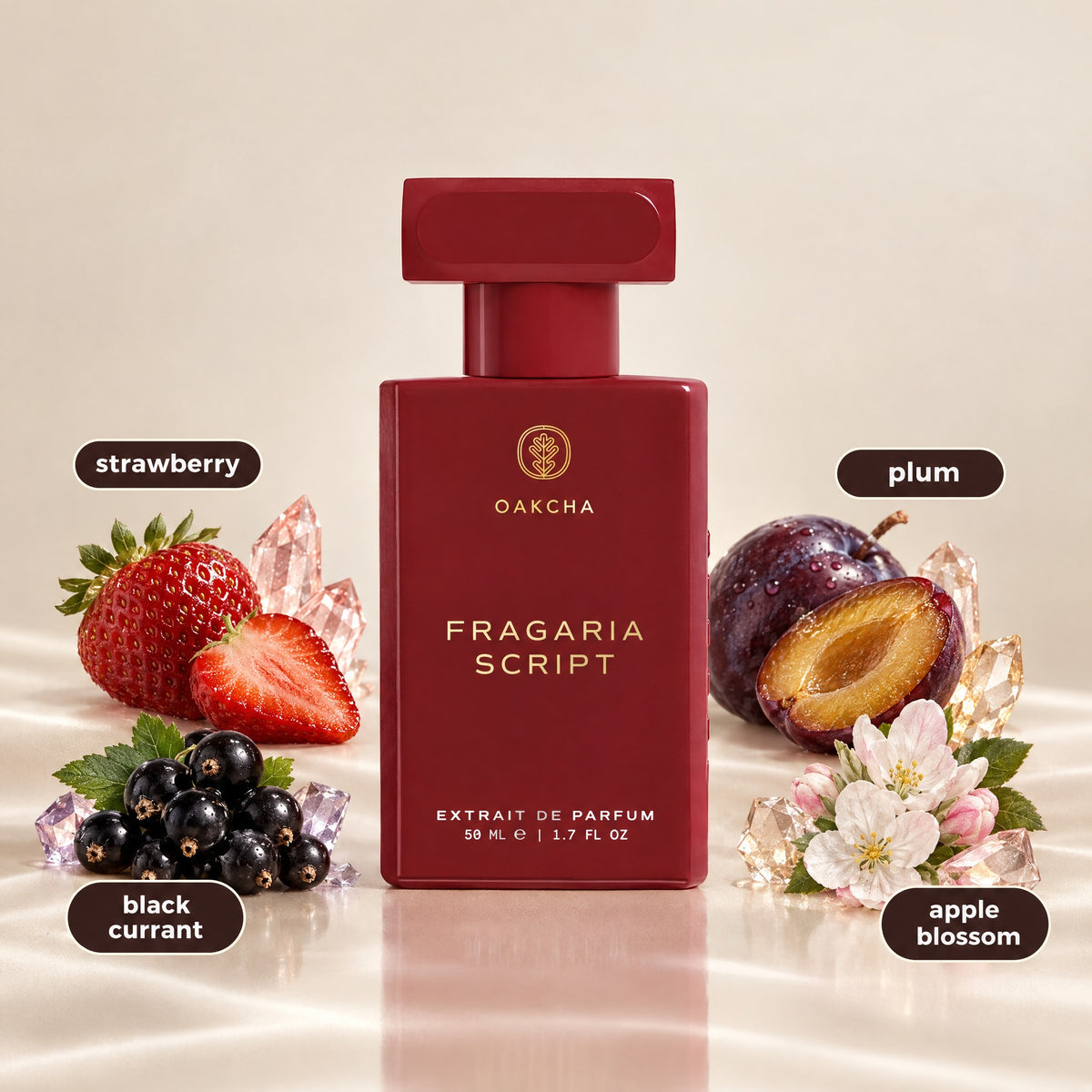 Fragaria Script bottle with notes