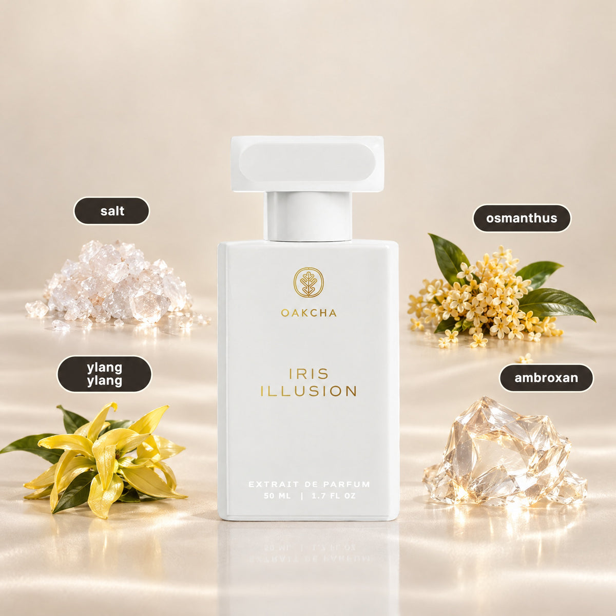 Iris Illusion bottle with notes