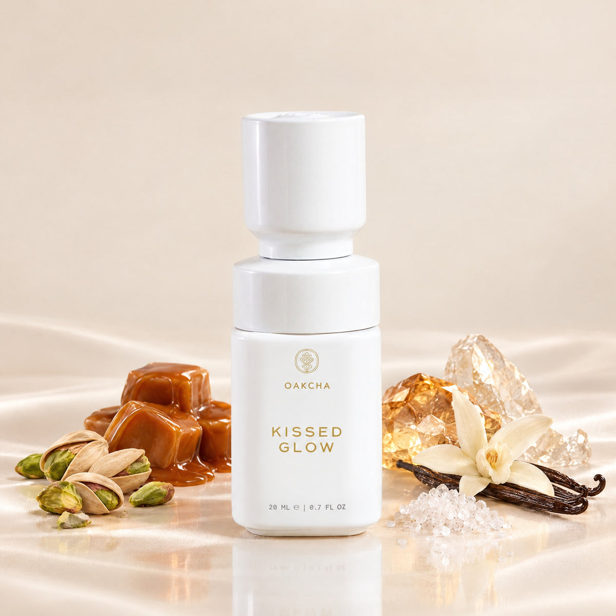 Kissed Glow Perfume Oil bottle with notes