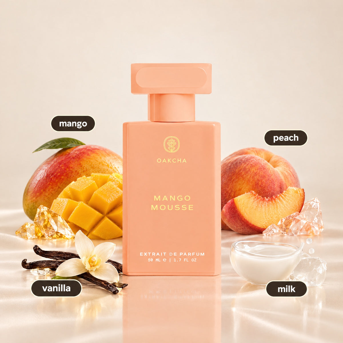Mango Mousse bottle with notes