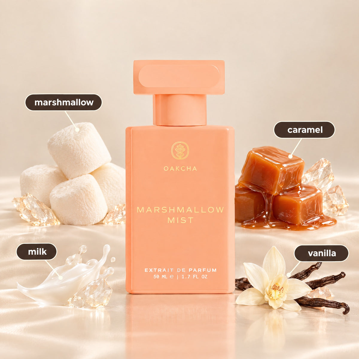 Marshmallow Mist bottle with notes
