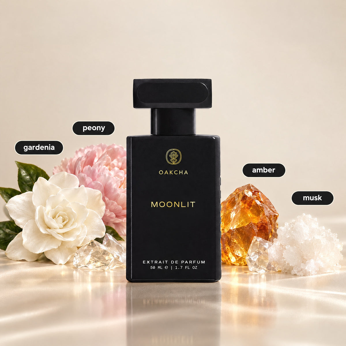 Moonlit bottle with notes