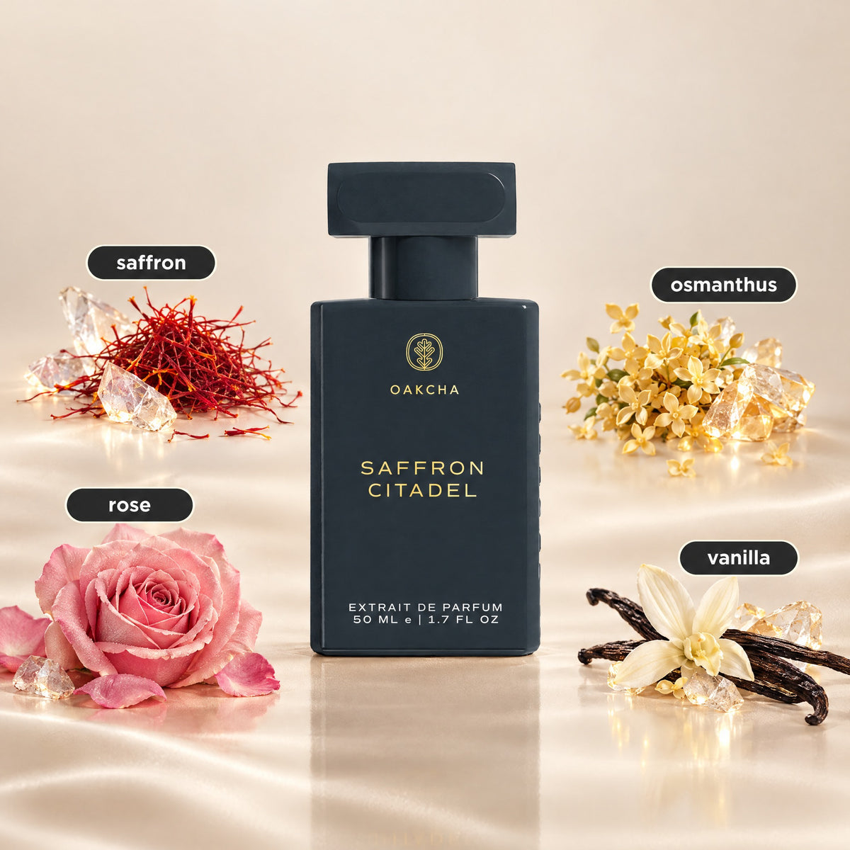 Saffron Citadel bottle with notes