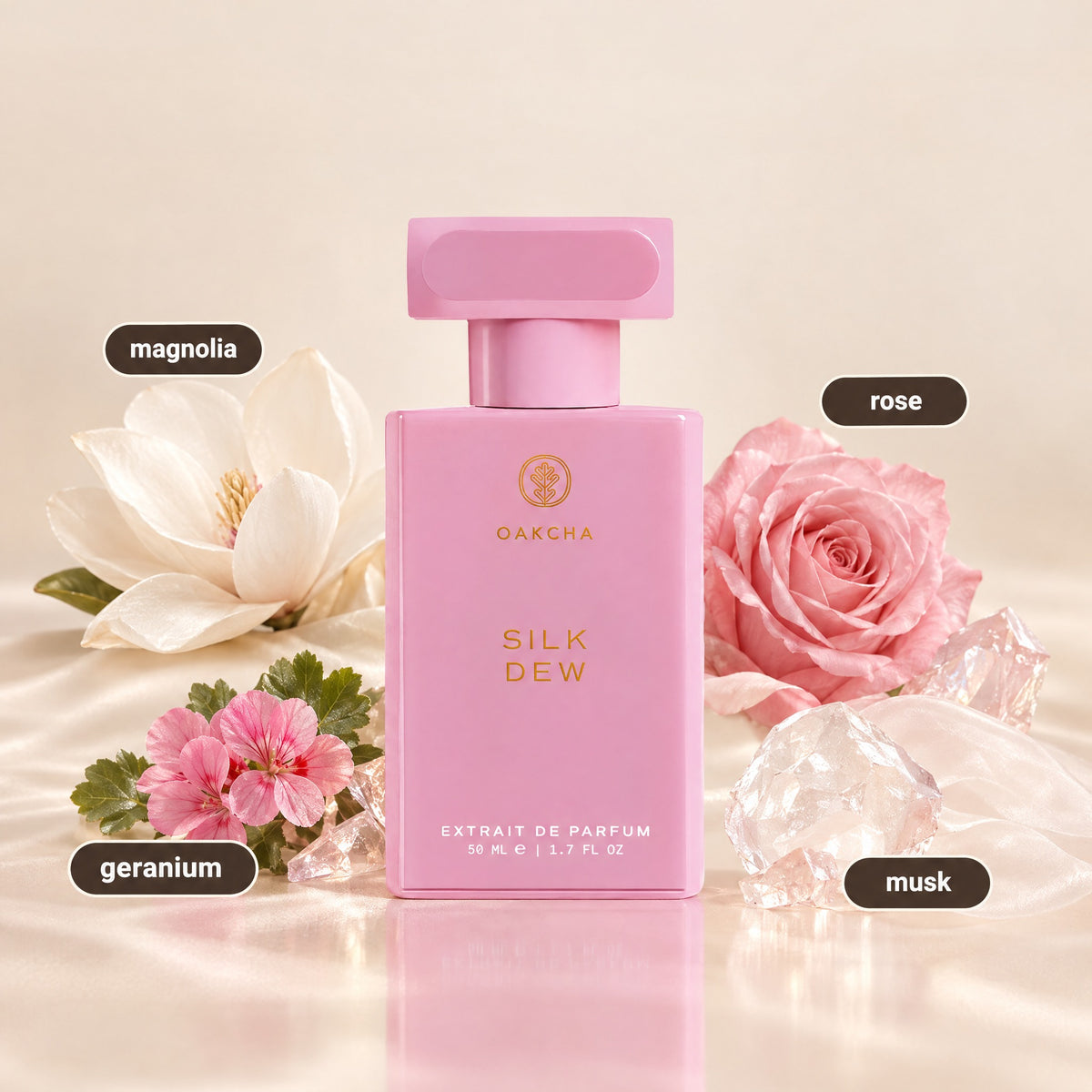 Silk Dew bottle with notes