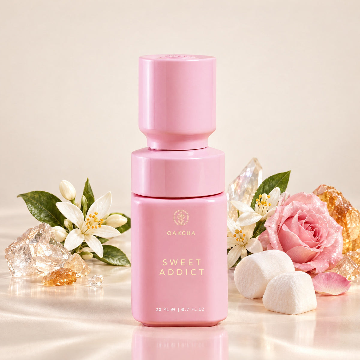 Sweet Addict Perfume Oil bottle with notes