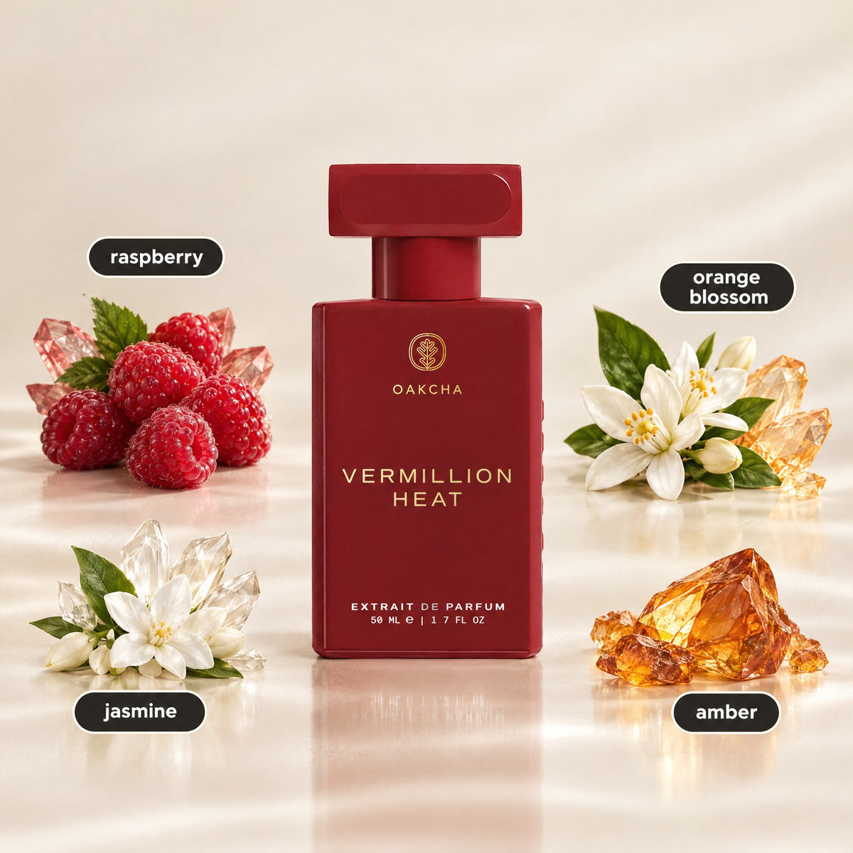 Vermillion Heat bottle with notes
